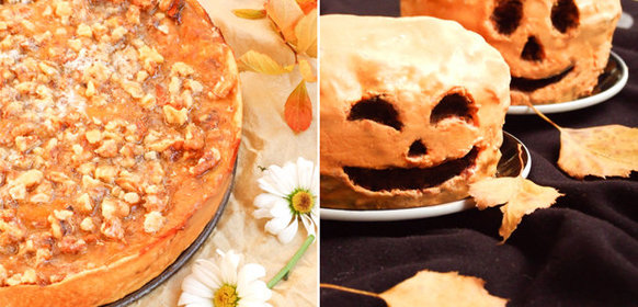 Тыквенные десерты: ореховый пирог с тыквой и шоколадные кексы в виде тыквы