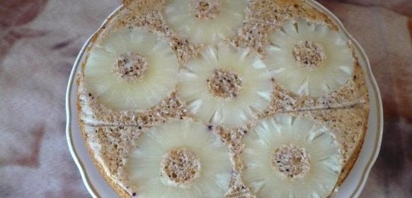 Пирог-перевертыш с отрубями и ананасами