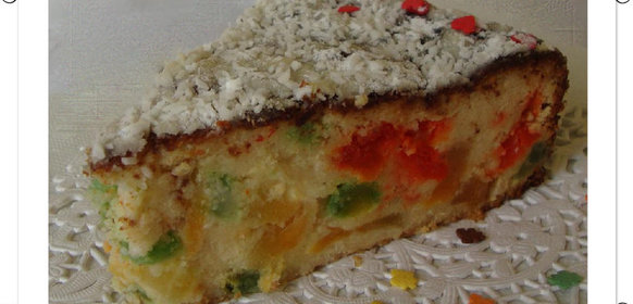 Лёгкий творожный пирог с дыней,кумкватом и грейпфрутом