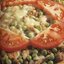 Пирог с фаршем, горошком и помидорами