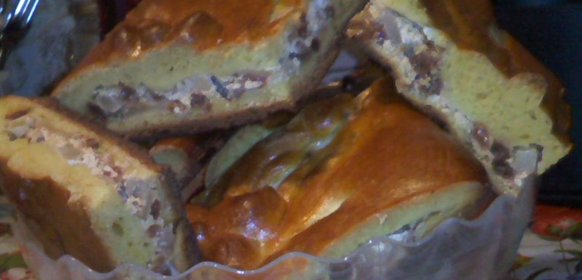 Сдобный пирог с творогом, яблоком и изюмом от БАРХАТ (тесто для калача, плетенки)